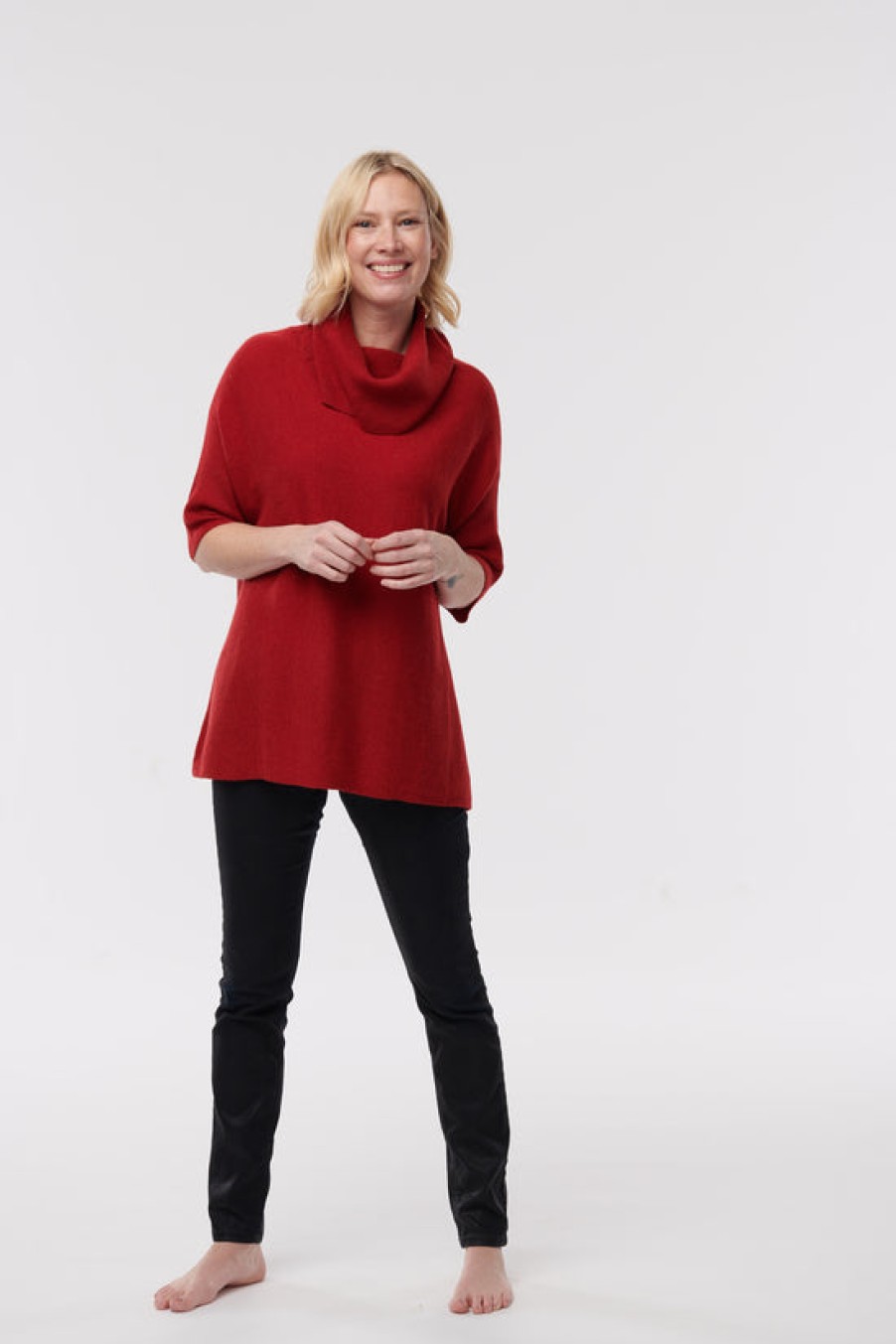 Clothing Snapdragon Designs | Cashmere Short Sleeve Cowl Neck Sweater