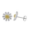 Jewelry Bamiyan | Silver Two-Tone Flower Stud Earrings