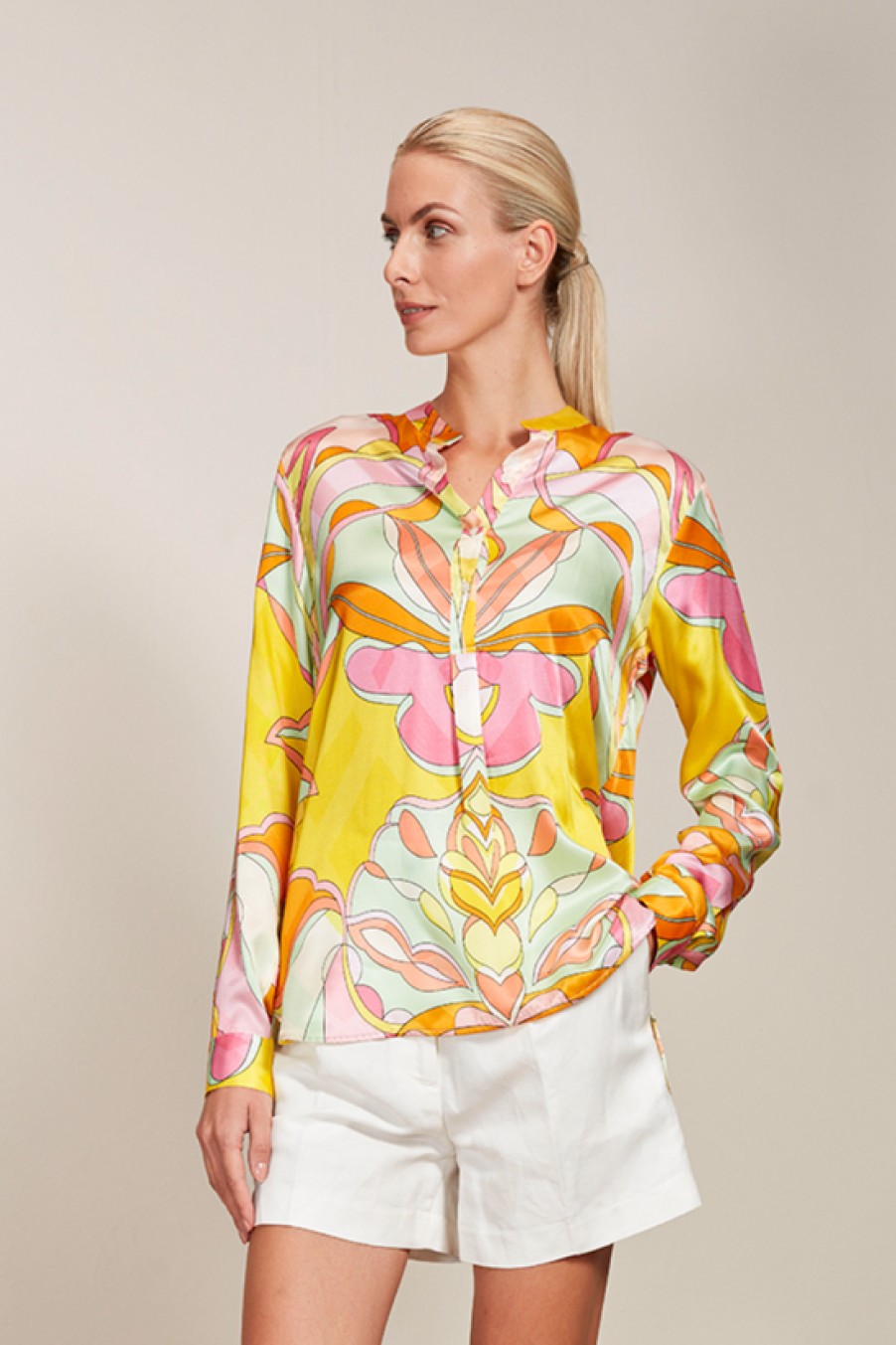 Clothing 0039 Italy | 0039 Italy, Janice- Multi Coloured Abstract Silk Blouse