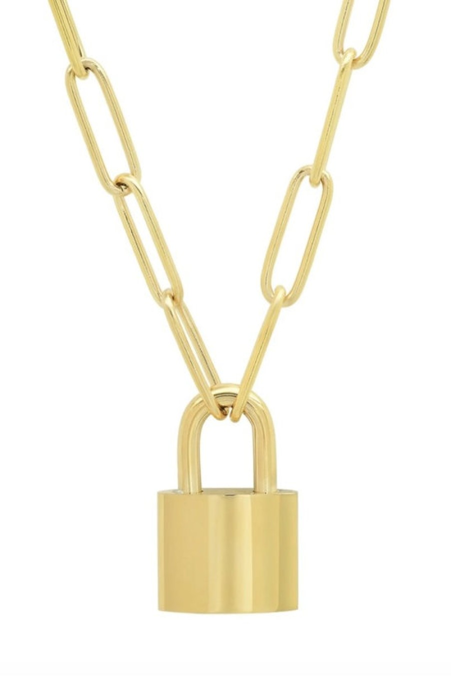 Jewelry TAI | Tai, Gold Thick Long Link Chain Necklace With Lock