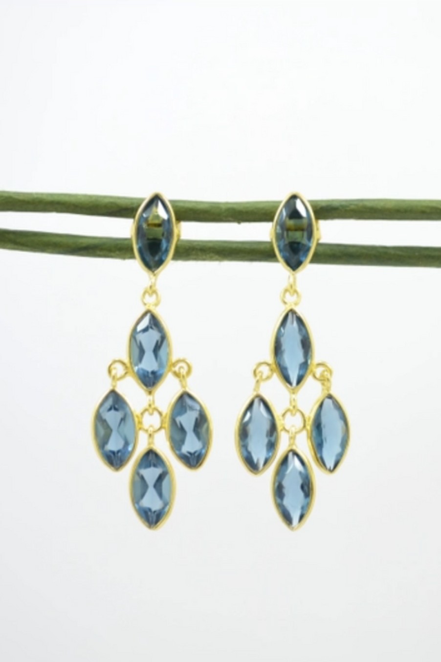 Jewelry Schmuckoo | Schmuckoo, Blue Lolite Cluster Gold Earrings