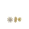 Jewelry Bamiyan | Gold 8-Petal Flower Stud Earrings With Cubic Zirconia