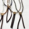 Jewelry CLP | Clp, Stone With Disc And Leather Necklace