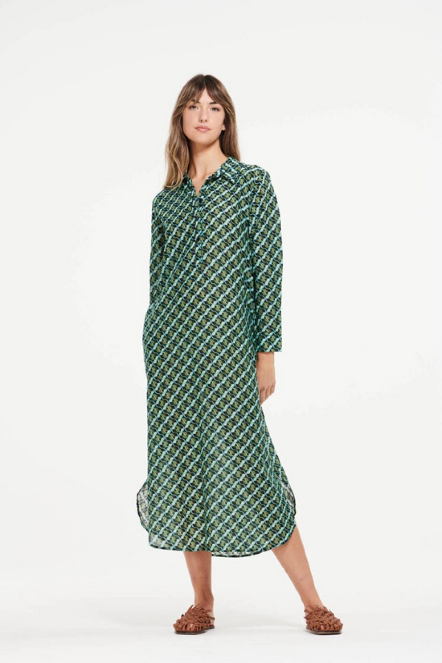 Clothing oneseason | Oneseason, Long Gilli Dress- Monogram Olive