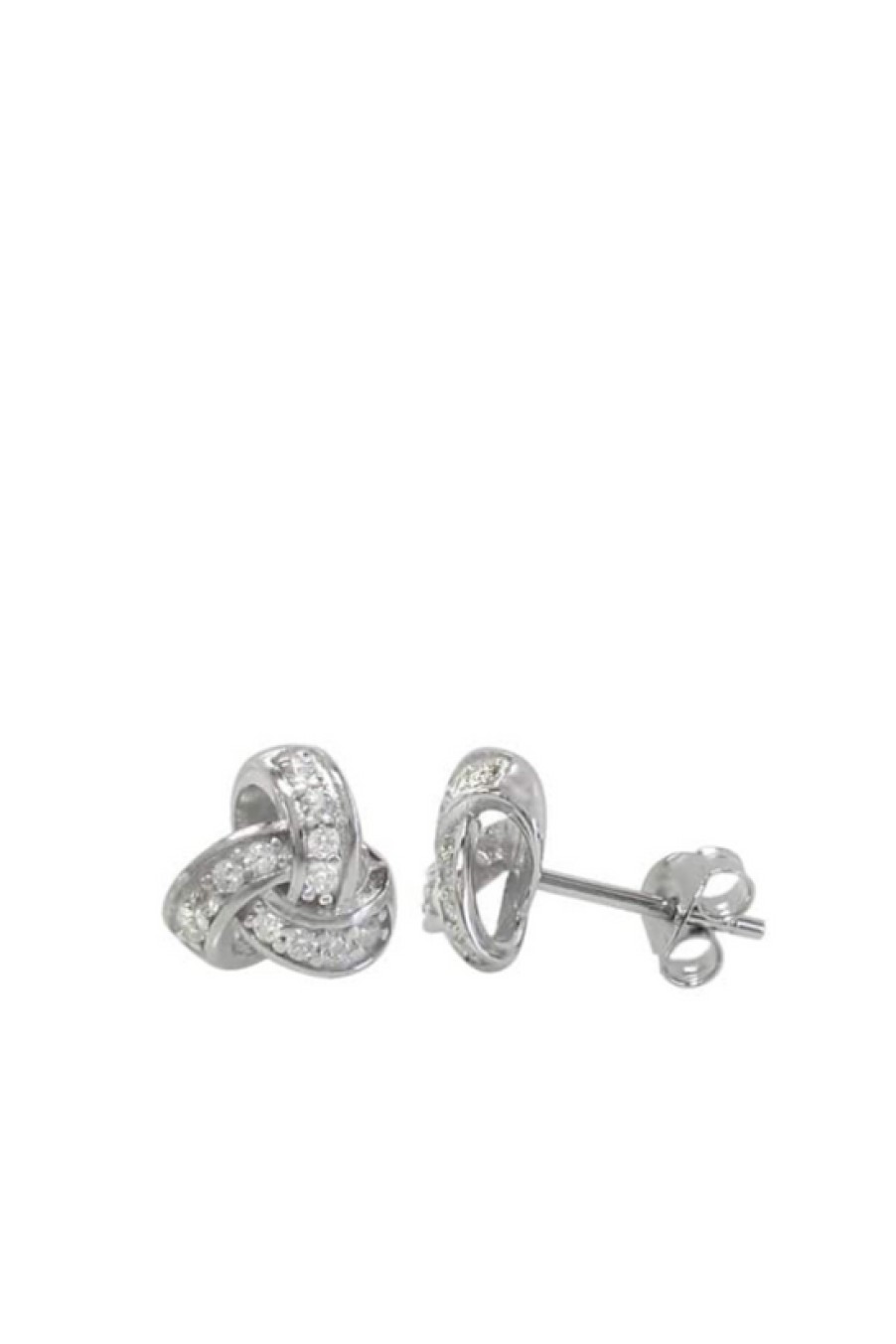 Jewelry Bamiyan | Silver Cubic Zirconia Love Knot Earrings