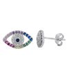 Jewelry Bamiyan | Silver Rainbow Evil Eye Stud Earrings