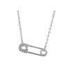 Jewelry Bamiyan | Silver Cubic Zirconia Safety Pin Necklace