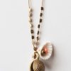 Jewelry See Real Flowers | Shell With Brass Bell Necklace