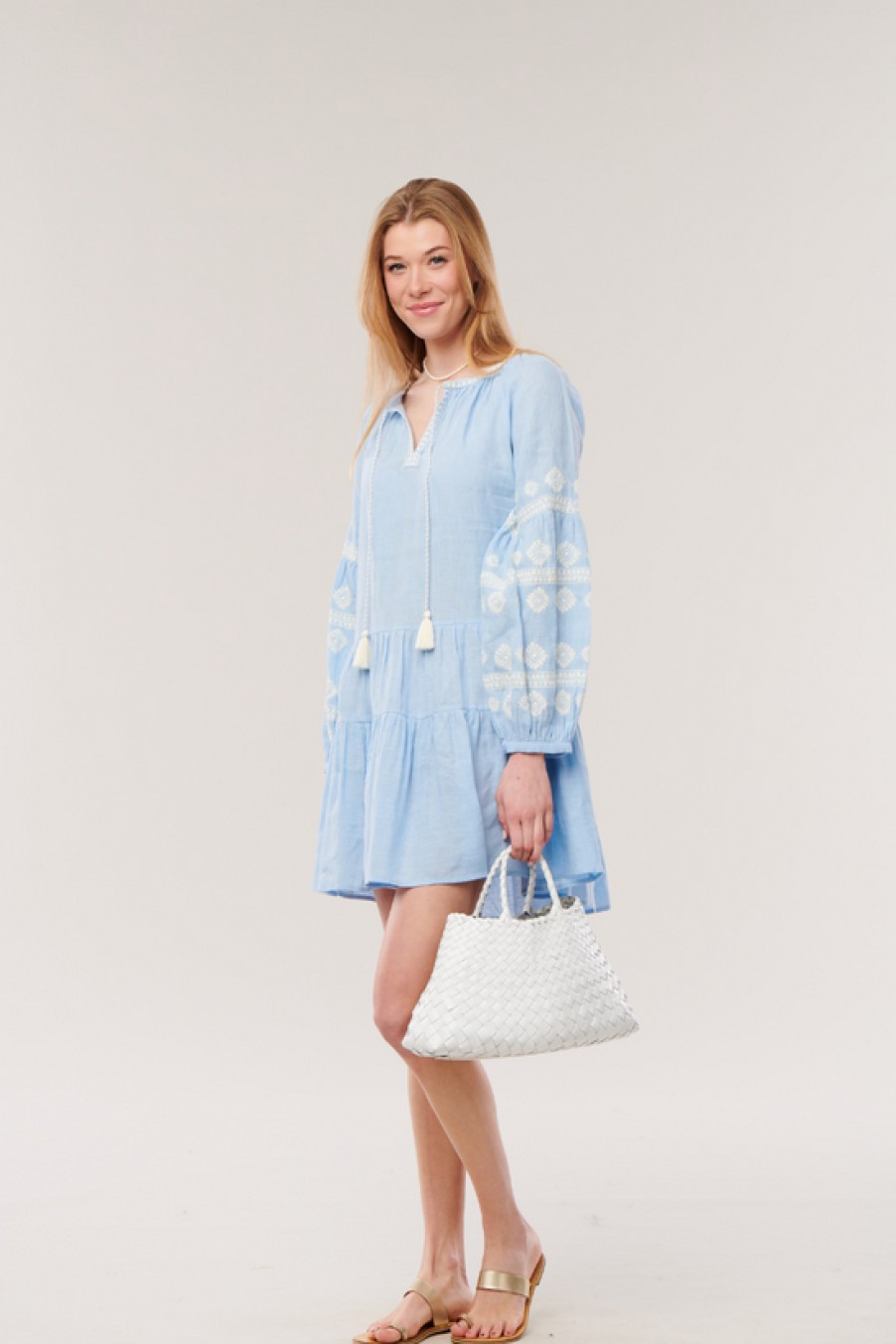 Clothing Benaras | Benaras, Morning Glory Santorini Dress- Light Blue