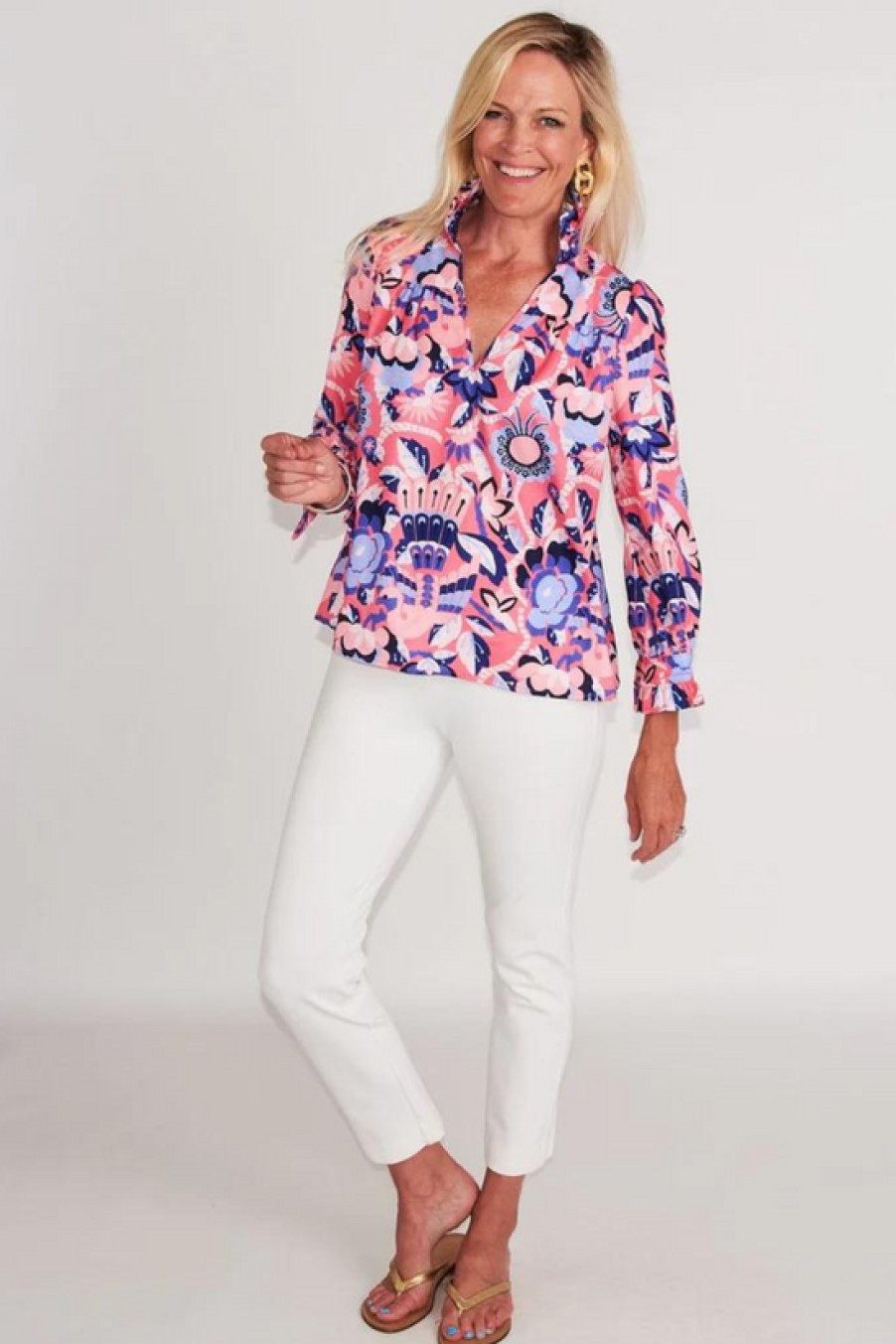 Clothing CK Bradley | Ck Bradley, Aspen Blouse- Falconer Pink And Blue