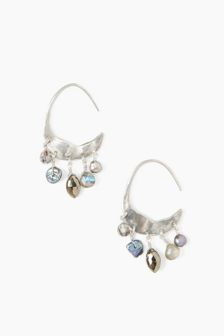 Jewelry Chan Luu | Chan Luu, Crescent Grey Pearl & Labradorite Silver Earrings