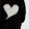 Clothing Lyla+Luxe | Lyla+Luxe, Fleck Sweater With Large Heart And Top Stitch- Black