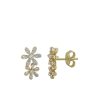 Jewelry Bamiyan | Gold Double Flower Stud Earring With Cubic Zirconia