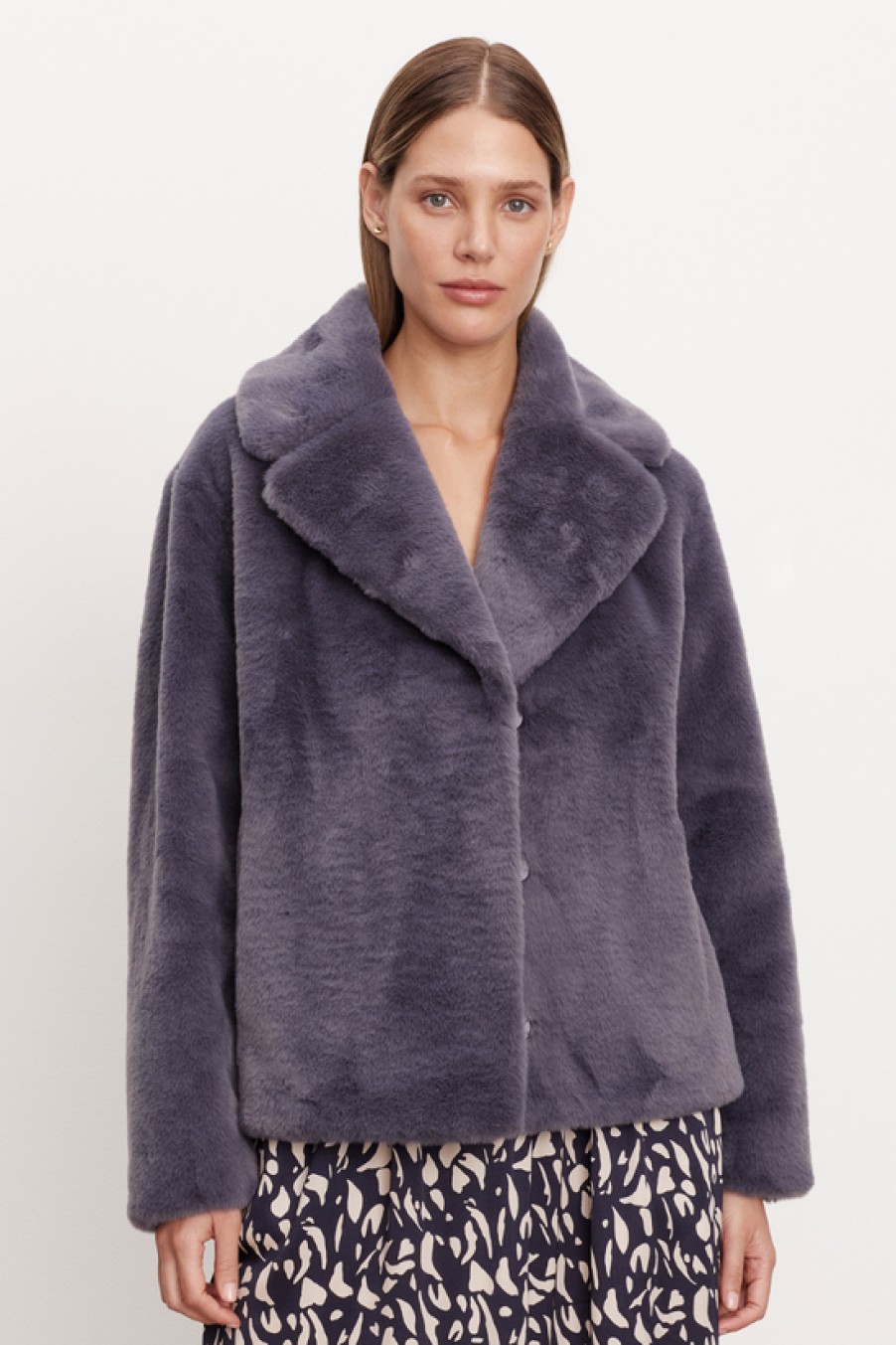 Clothing Velvet | Velvet, Racquel Lux Fur Jacket- Shadow