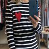 Clothing Snapdragon Designs | Heart Stripe Crew Sweater- Inkwell