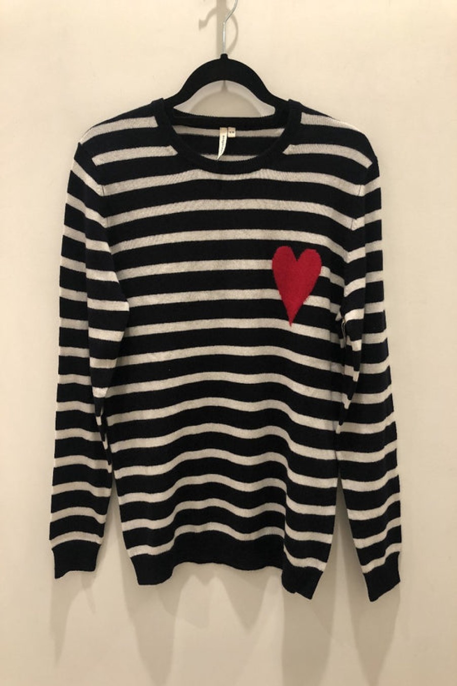 Clothing Snapdragon Designs | Heart Stripe Crew Sweater- Inkwell