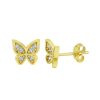 Jewelry Bamiyan | Gold 4-Wing Butterfly Stud Earrings With Cubic Zirconia