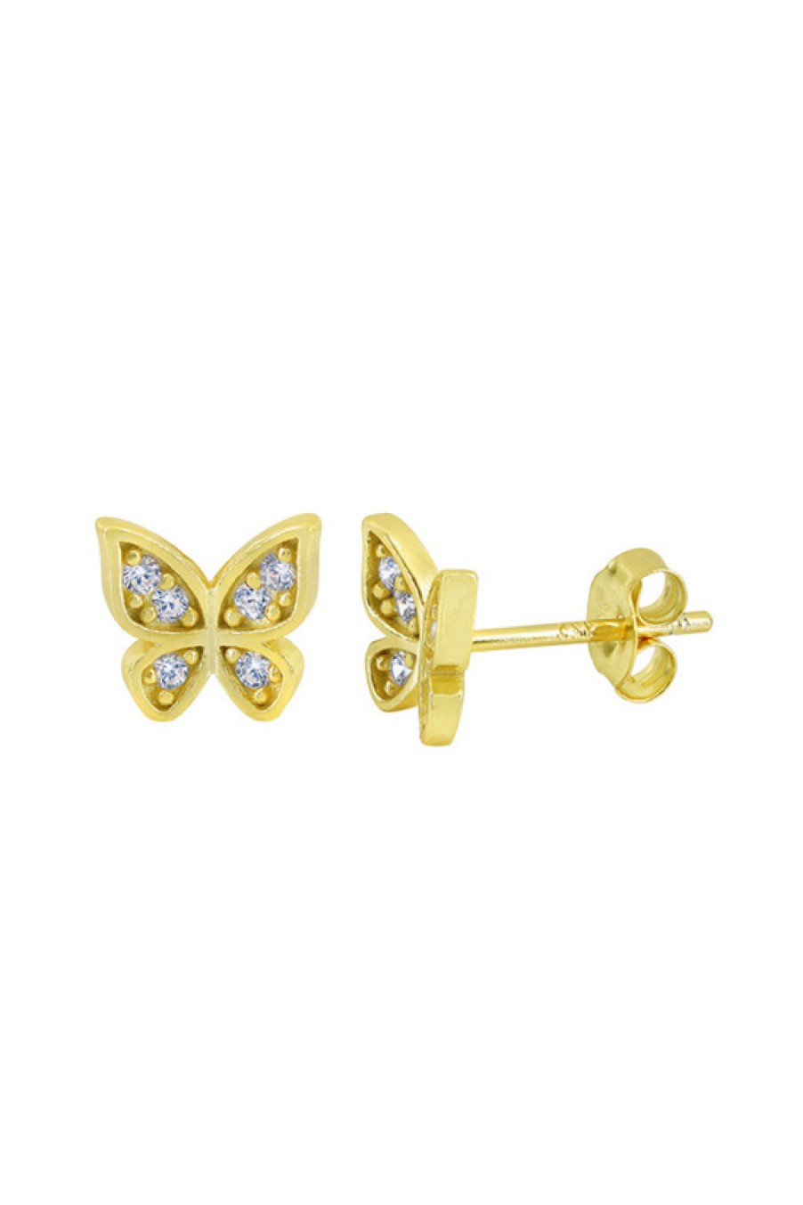 Jewelry Bamiyan | Gold 4-Wing Butterfly Stud Earrings With Cubic Zirconia