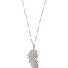 Jewelry TAI | Tai, Simple Silver Chain Necklace With Cubic Zirconia Feather