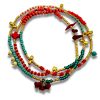 Jewelry The Makery Collection | The Makery, Coral And Emerald Green Stripes And Bunches Loopstring Necklace