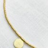 Jewelry The Makery Collection | The Makery, Short Gold Beaded Necklace With Brushed Gold Disc