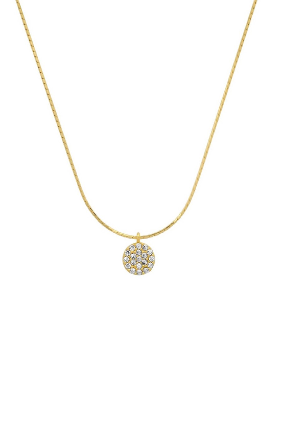 Jewelry TAI | Tai, Gold Vermeil Snake Chain With Pave Cubic Zirconia Disc