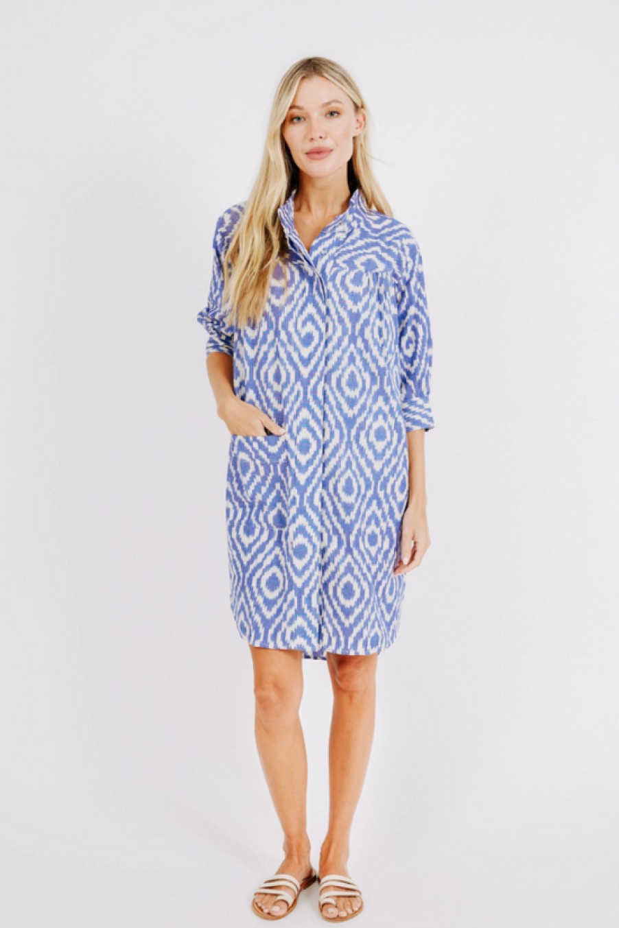 Clothing Mirth | Mirth, Marfa Camp Dress- Azure Ikat