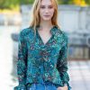 Clothing Rungolee | Rungolee, Francesca Full Sleeve Blouse- Teal On Cloud