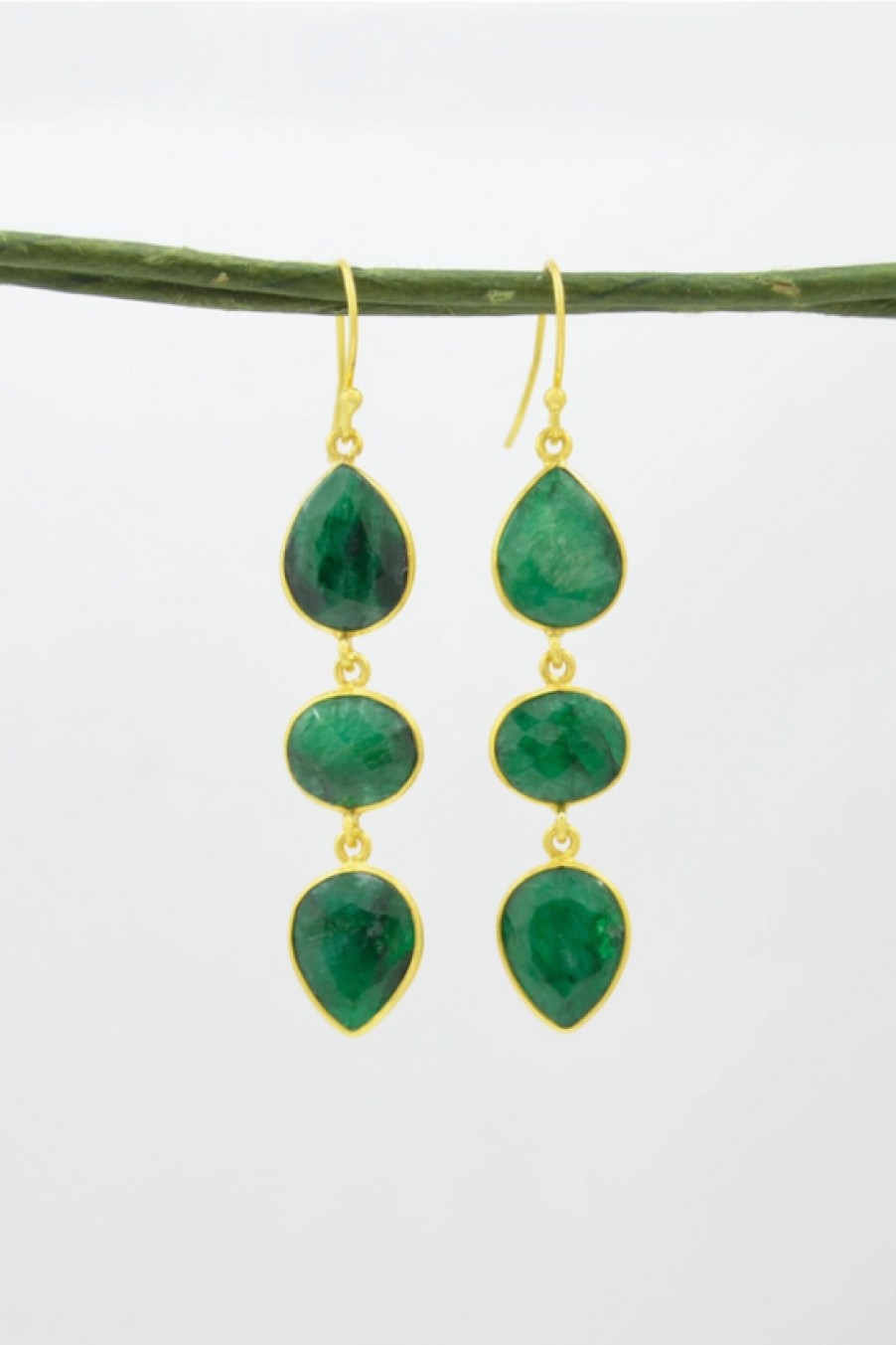 Jewelry Schmuckoo | Schmuckoo, Emerald Dangle Gold Earrings