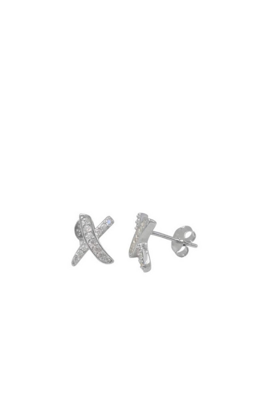 Jewelry Bamiyan | Silver Stud X X Earrings With Faceted Stone