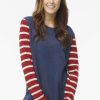 Clothing Snapdragon Designs | Nantucket (Striped Sleeve) Boyfriend Crew