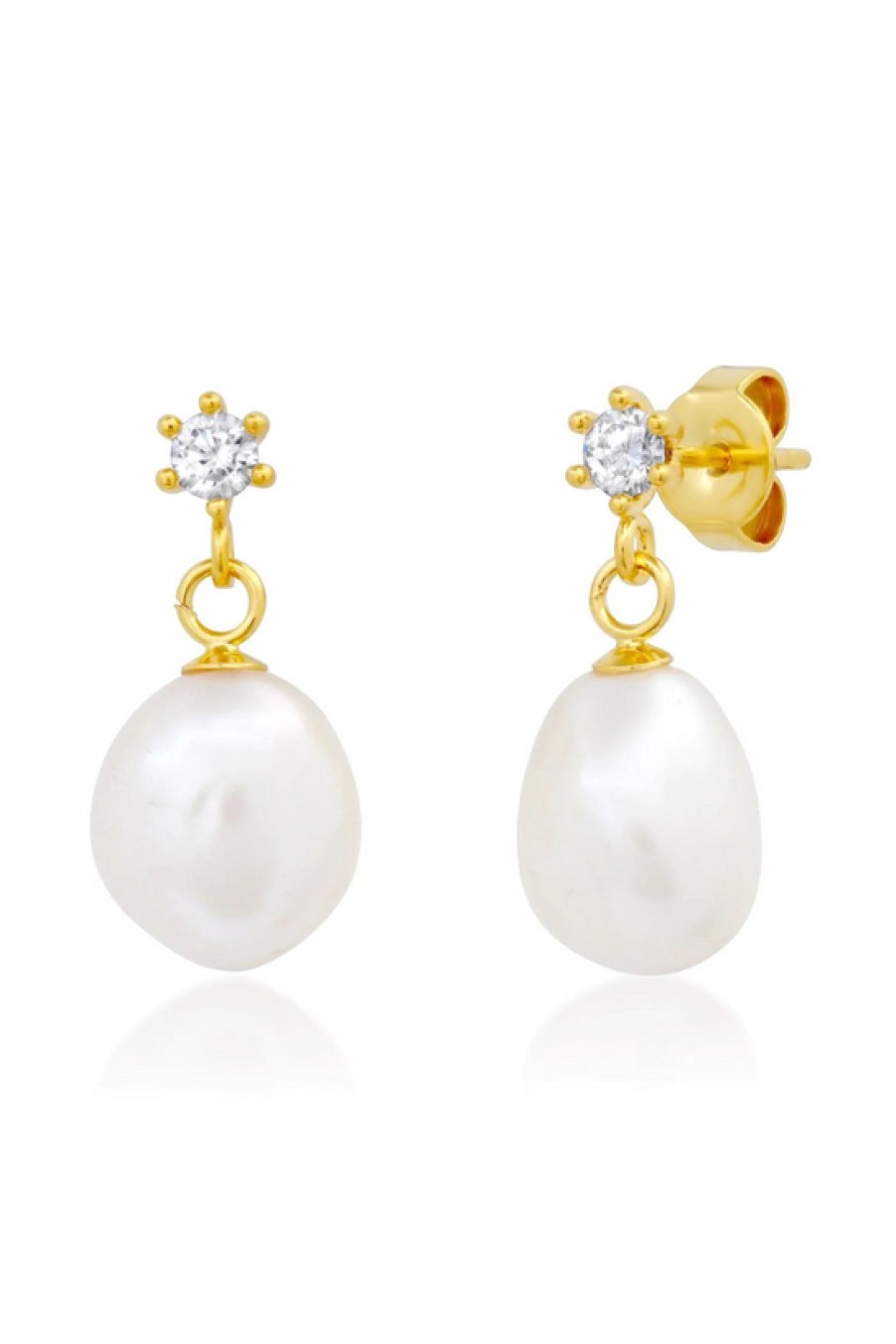 Jewelry TAI | Tai, Simple Cubic Zirconia Earrings With Pearl Drop