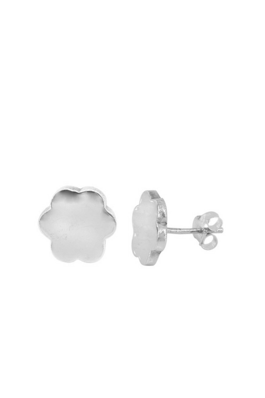 Jewelry Bamiyan | Silver Flat Flower Stud Earrings