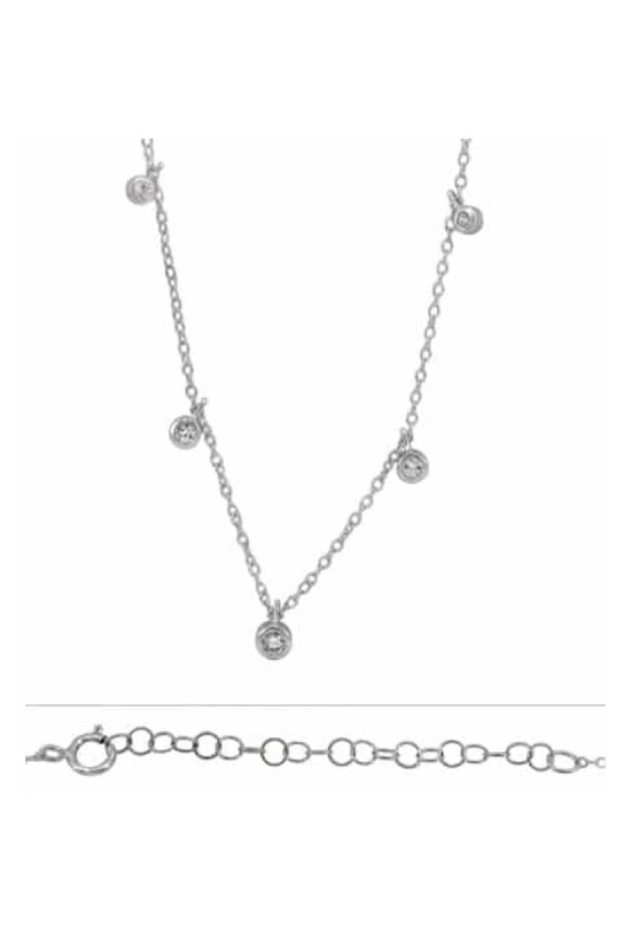 Jewelry Bamiyan | Silver Necklace With 5 Cubic Zirconia Discs