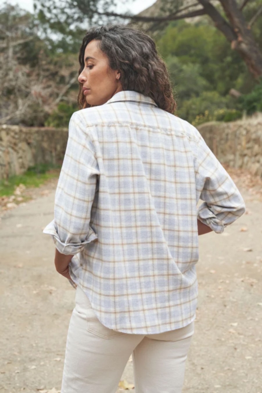 Clothing Frank u0026 Eileen | Frank & Eileen, Eileen Woven Button Up Shirt- White Plaid With Grey And Tan