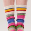 Accessories Snapdragon Designs | Cashmere Cabin Socks- Light Coloured Multi Stripe