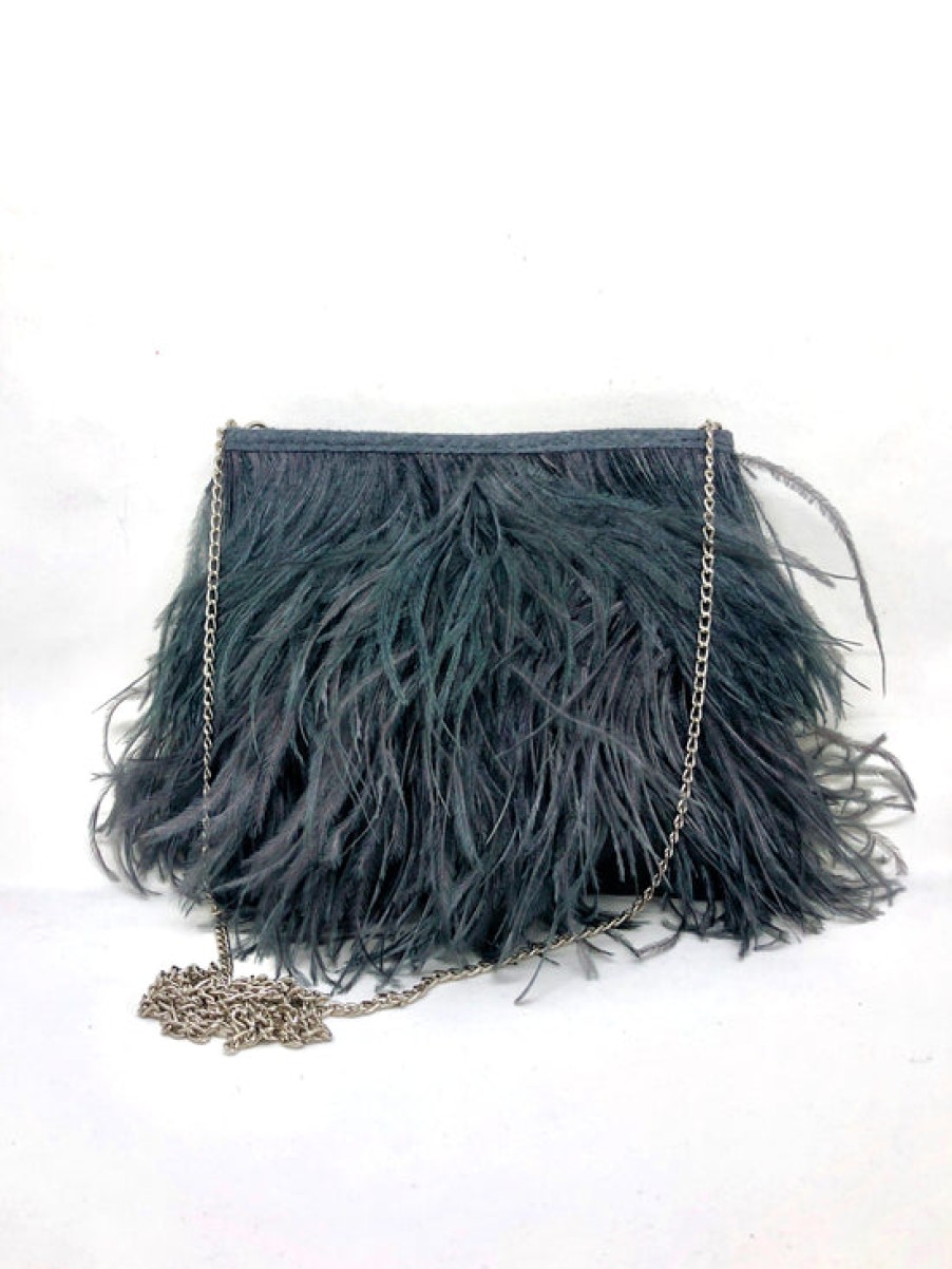 Accessories Moo Moo Designs | Moo Moo Designs, Mini Ostrich Feather Bag With Chain