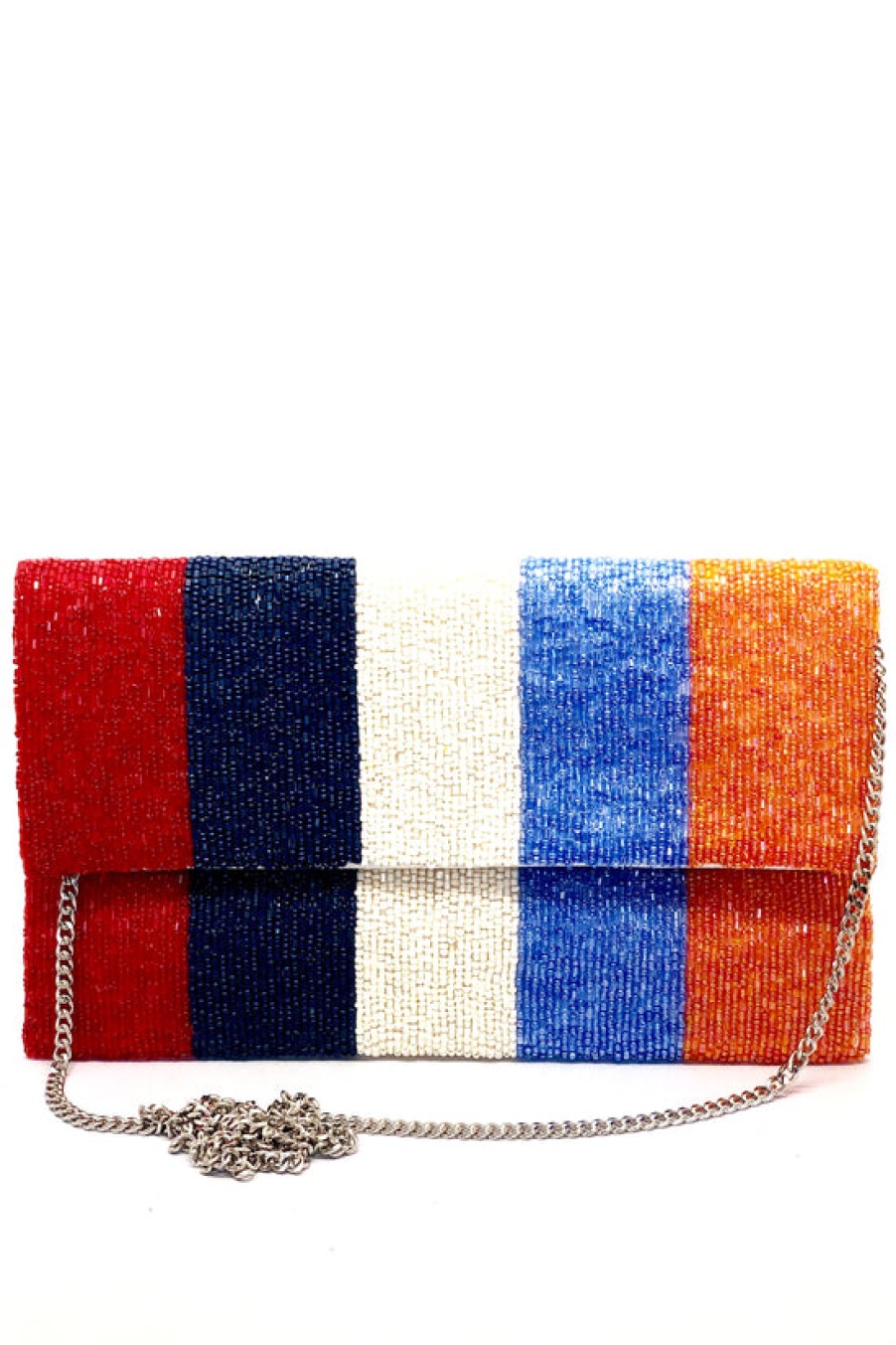 Accessories Tiana | Tiana, Beaded Stripe Clutch- Large